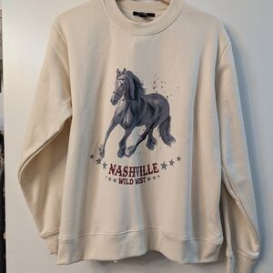 Forever 21 Cream Sweater with Silver Fringe